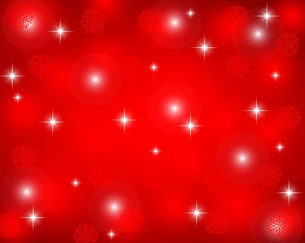 Jul röd bakgrund med snöflingor — Stock vektor