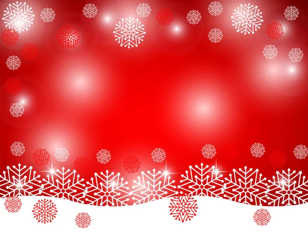 Weihnachten roter Hintergrund mit Schneeflocken — Stockvektor