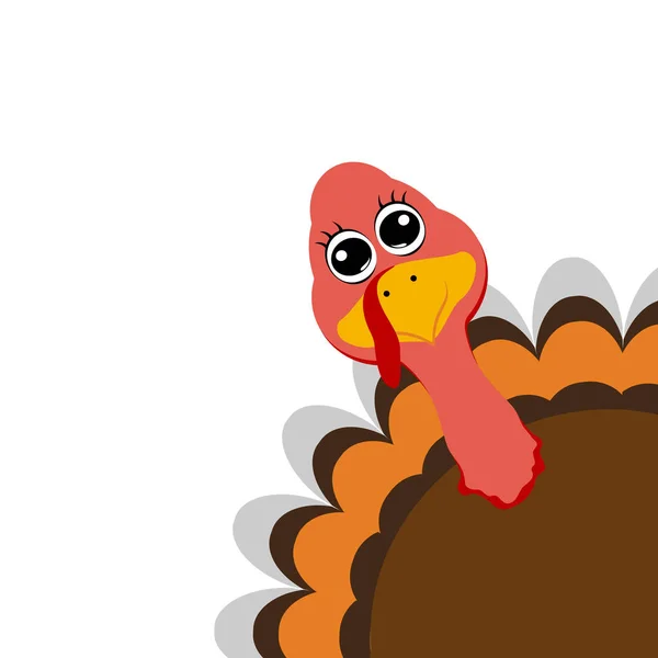 Funny turkey peeking sideways on Thanksgiving Day — Stock Vector