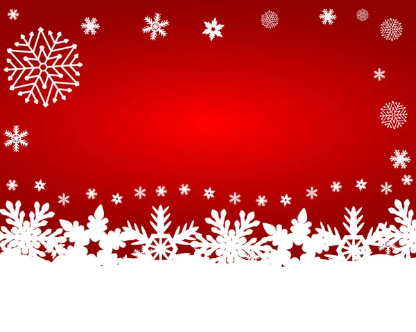 Vánoční červené pozadí se sněhové vločky — Stockový vektor