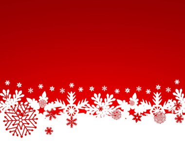 Kar taneleriyle kırmızı Noel arkaplanı