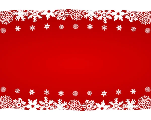 Natal fundo vermelho com flocos de neve, vetor — Vetor de Stock