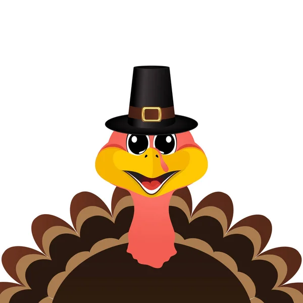 Turkey Pilgrimin hat on Thanksgiving Day — Stock Vector