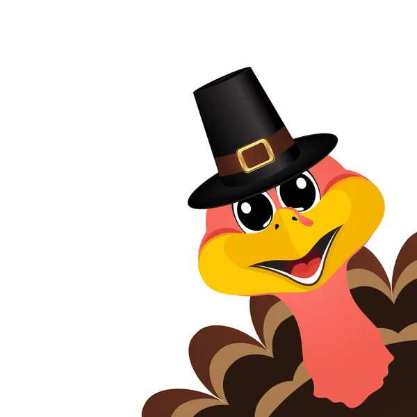 Turkey Pilgrimin hat on Thanksgiving Day — Stock Vector