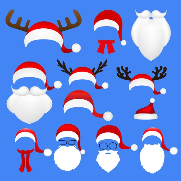 Templates for picture reindeer antlers and a hat with  beard an — Stock Vector