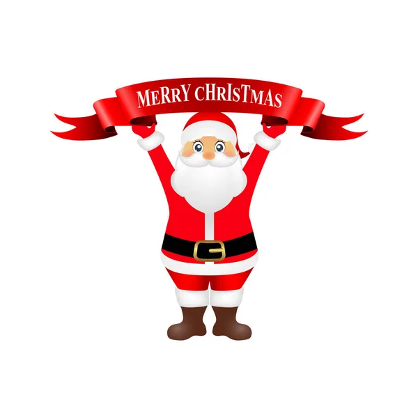 Papai Noel segurando uma fita com parabéns pelo Natal —  Vetores de Stock