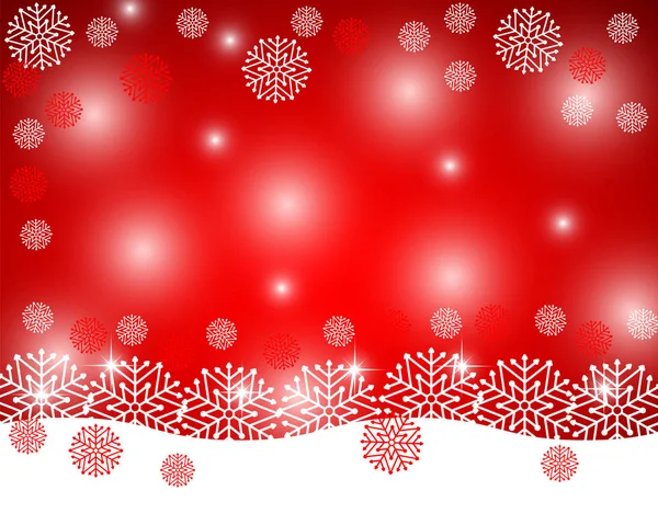 Fondo rojo de Navidad con copos de nieve — Archivo Imágenes Vectoriales