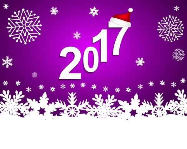 New Year 2017 on a purple background with snowflakes — Stock Vector