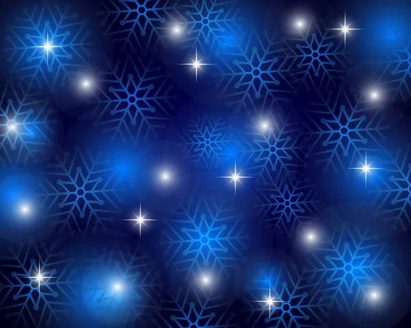 Latar belakang biru natal dengan kepingan salju, vektor - Stok Vektor
