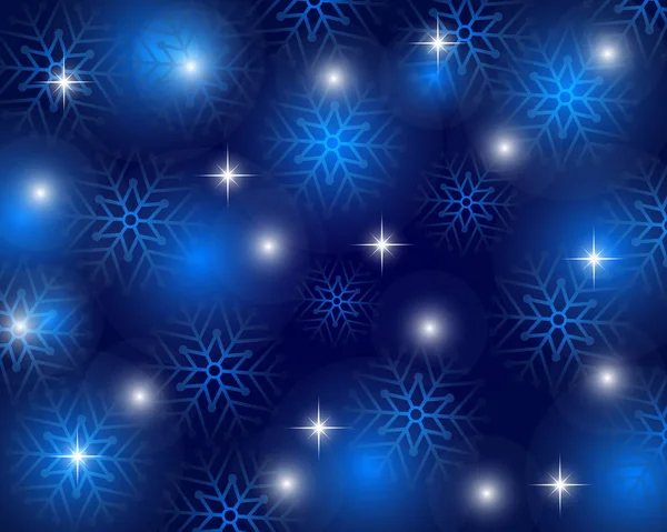 Latar belakang biru natal dengan kepingan salju, vektor - Stok Vektor