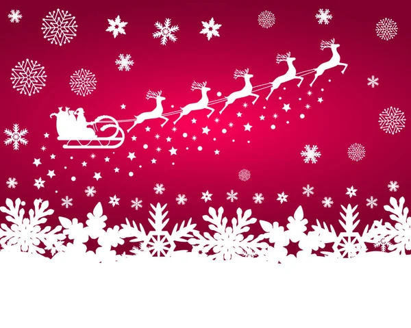 Santa Claus in sled rides in the  reindeer on a purple backg — Stock Vector