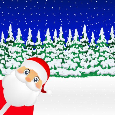 Noel Baba orman illüstrasyon tatil ayakta