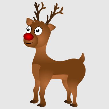 Beyaz bir arka planda vektör illustra neşeli karikatür Ren geyiği