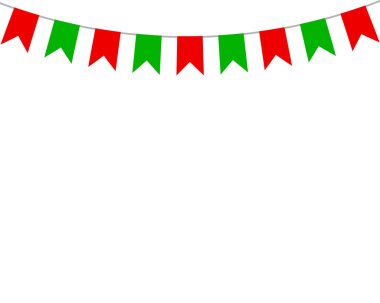 Mutlu bir Noel tebrik kartı şablonundaki dekoratif bayrakları