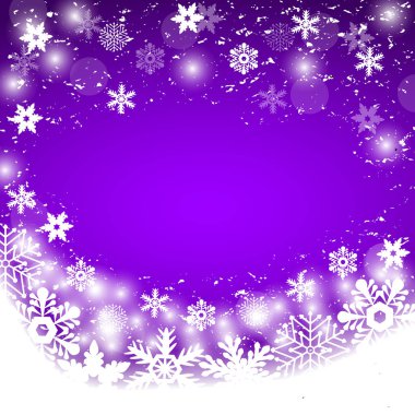 Noel mor arka plan ile kar taneleri, vektör