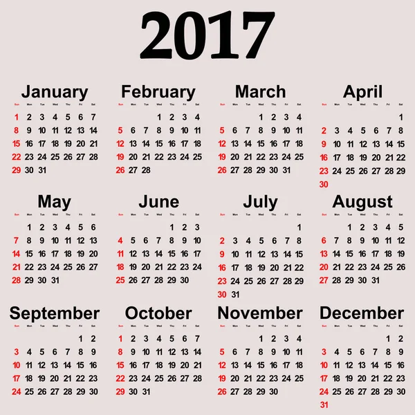 Gran nuevo calendario de pared 2017. Vector — Vector de stock