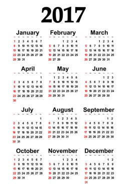 Büyük yeni takvim 2017 duvar. Vektör