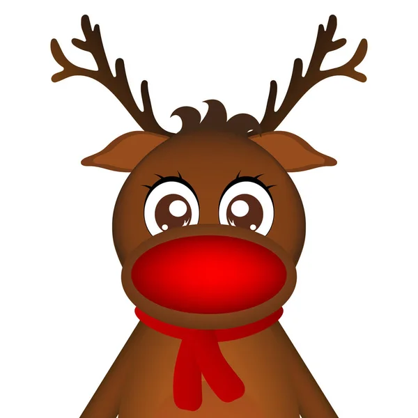 Cheerful cartoon reindeer on a white background, vector — Stock Vector