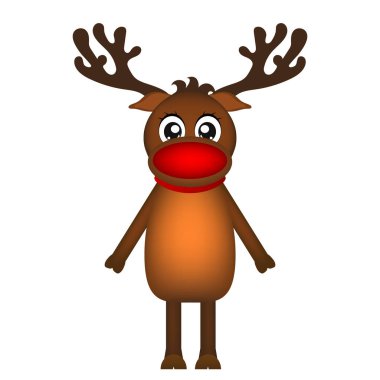 Beyaz bir arka planda vektör illustra neşeli karikatür Ren geyiği