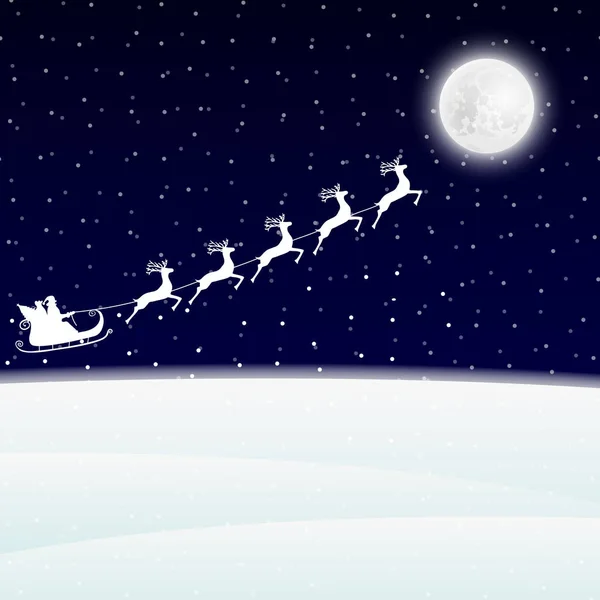 Père Noël va à traîneau rennes — Image vectorielle