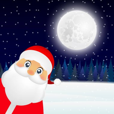 Noel Baba orman illüstrasyon tatil ayakta