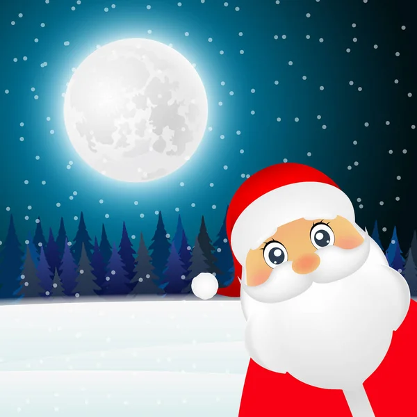 圣诞老人站在森林矢量插图假日 — 图库矢量图片