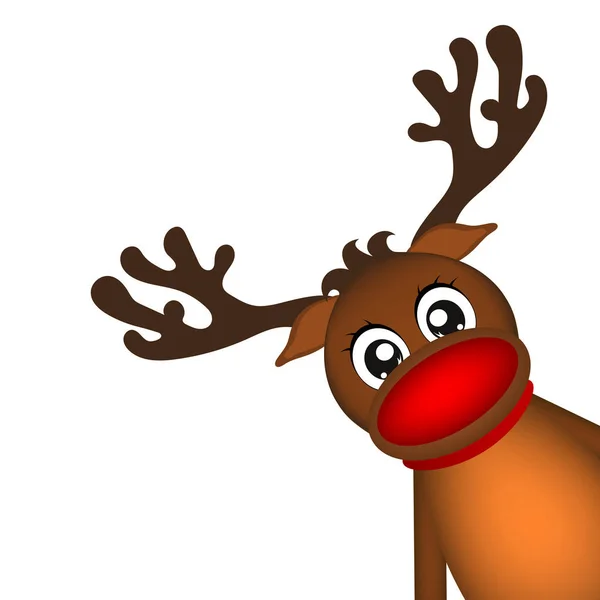 Reindeer peeking sideways on a white background — Stock Vector