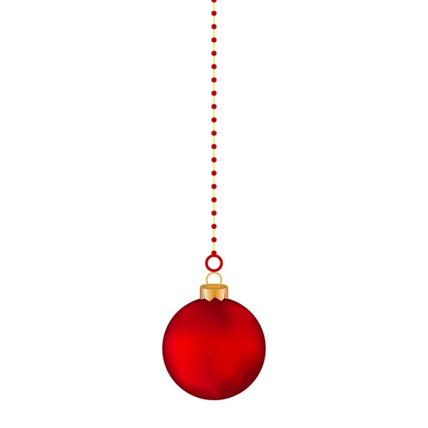 Jul röda bollen på en vit bakgrund — Stock vektor