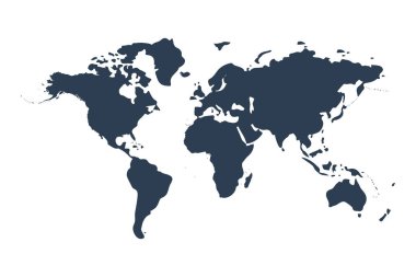 Beyaz arkaplanda izole edilmiş dünya haritası