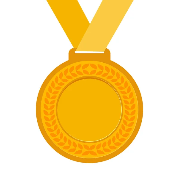 Medalha de Ouro para o campeão em primeiro lugar. Ícone plano, vecto — Vetor de Stock