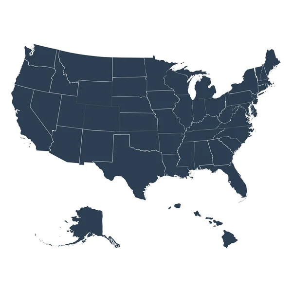 La mappa dell'America su sfondo bianco — Vettoriale Stock