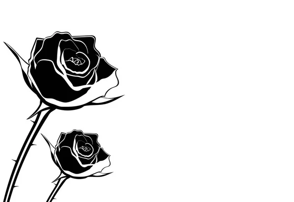 玫瑰花在白色背景矢量说明上的剪影 — 图库矢量图片