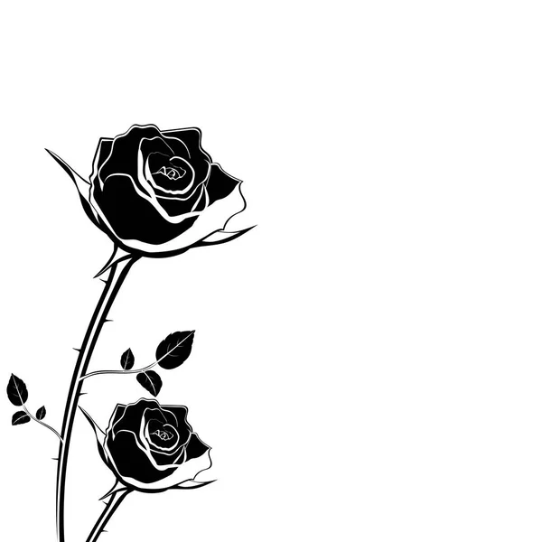 Silhouet van rose bloem op een witte achtergrond vector illustrat — Stockvector