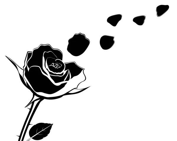 Silhouette der Blume mit Rosenblättern fliegt vom Vektor illustr — Stockvektor