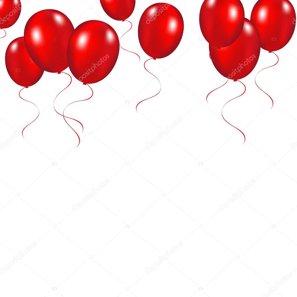 Red festive balloons background vector illustration on a white b