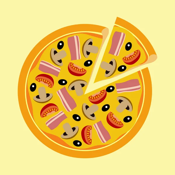 Mantar, domates, zeytin ve et ile çeşitli pizza