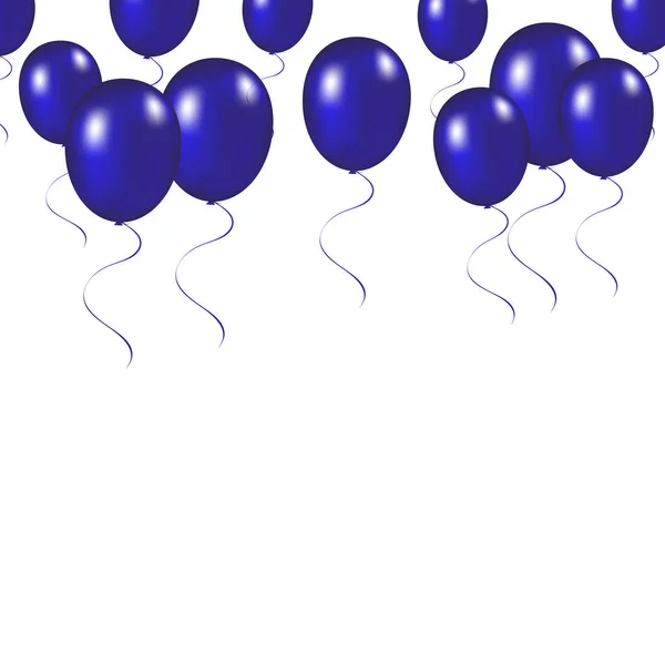 Illustration vectorielle de fond ballons festifs bleus sur un blanc — Image vectorielle