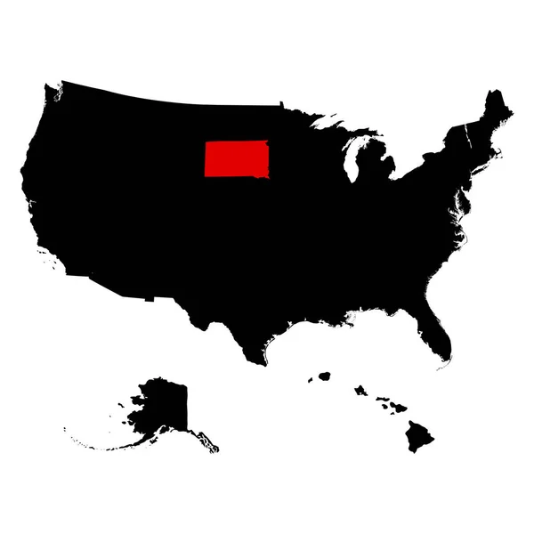 Mapa z amerického státu Jižní Dakota — Stockový vektor