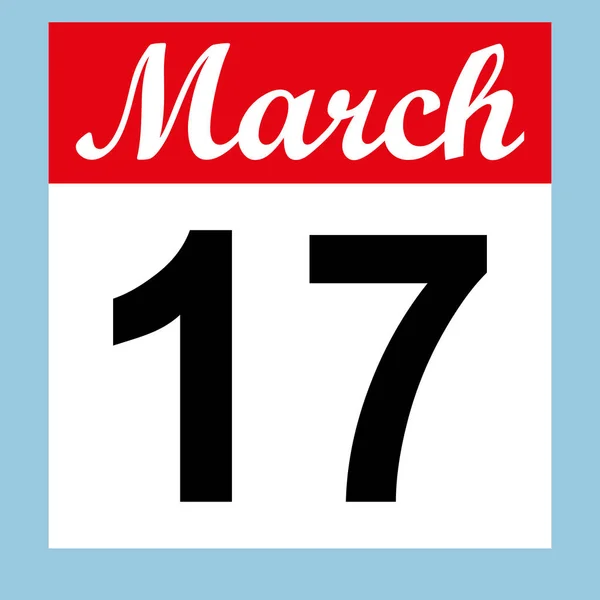 17 marzo Giorno di San Patrizio su un calendario — Vettoriale Stock