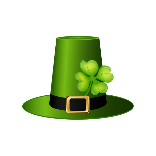 Cylinder hat leprechaun with clover leaf for St. Patrick — Stock Vector