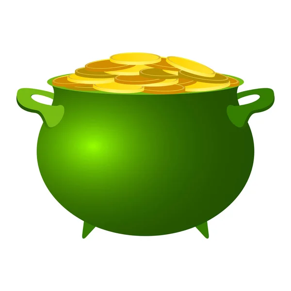 Monedas con el símbolo de St. Patricks Day pot — Vector de stock