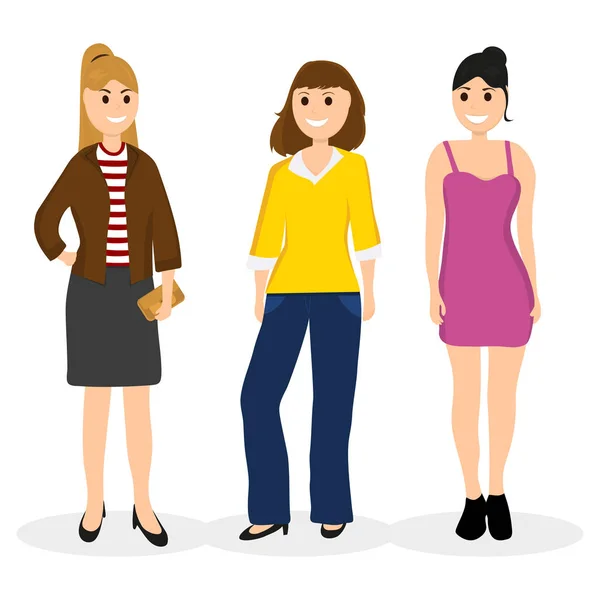 Frauen junge Freundinnen kommunizieren, Vektor-Illustration auf einer wh — Stockvektor