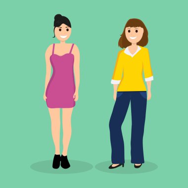 Genç kadın çizgi film