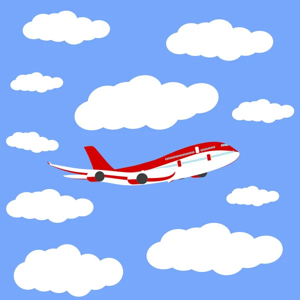 Avião no ícone do céu, vetor — Vetor de Stock