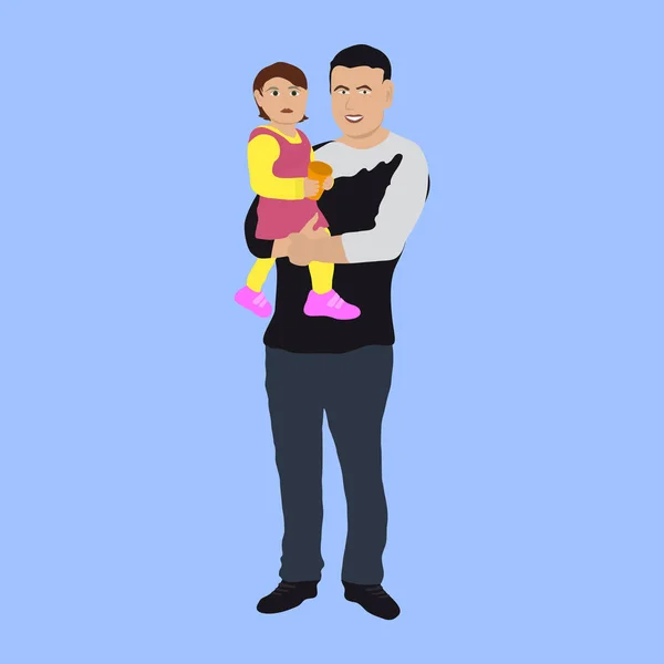 Papá con un niño pequeño . — Vector de stock