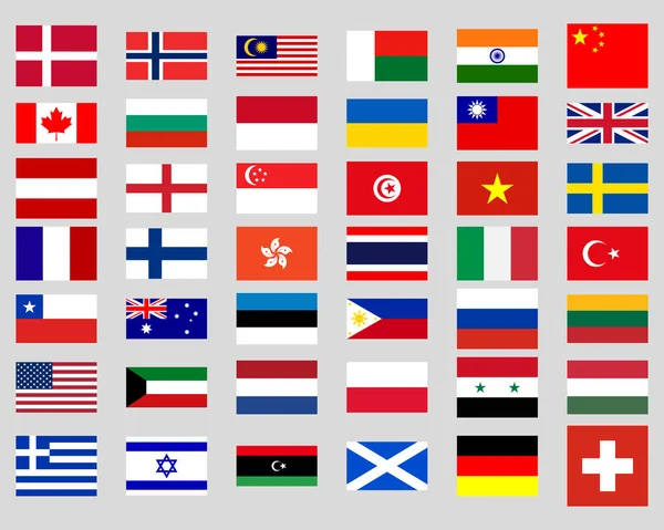 Samling av världens flaggor — Stock vektor