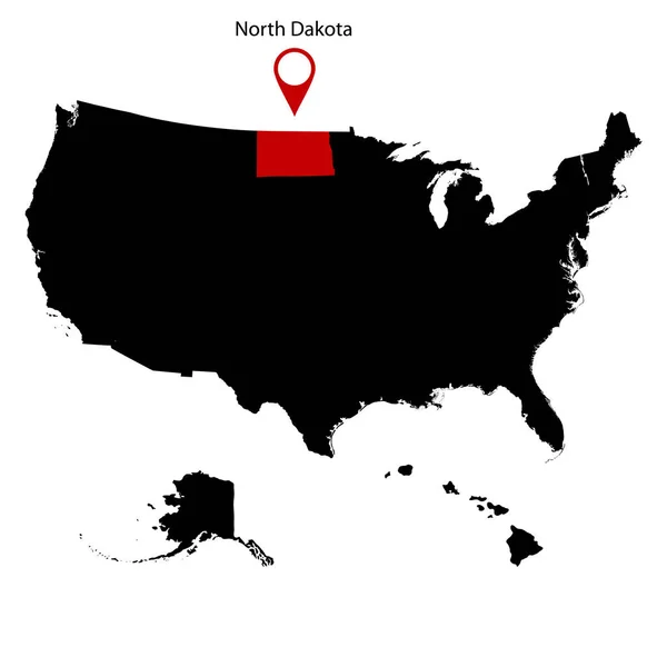 Mapa stanu Dakota Północna w Stanach Zjednoczonych — Wektor stockowy