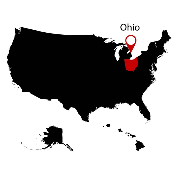 Mapa z amerického státu ohio — Stockový vektor