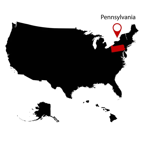 Mapa do estado americano da Pensilvânia — Vetor de Stock