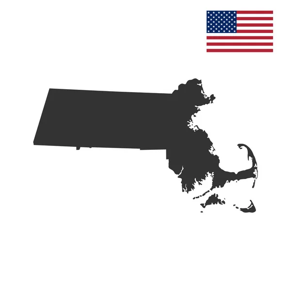 Mappa dello stato degli Stati Uniti Massachusetts — Vettoriale Stock